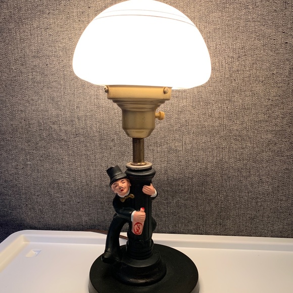 Vintage Charlie Chaplin Bar Lamp Hobo Drunk Lamp Post Glass Table Light - Picture 1 of 11